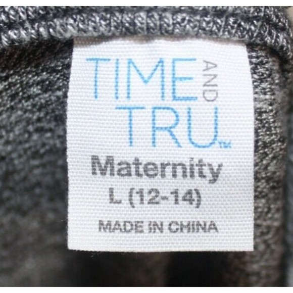 Time and Tru Maternity Long Sleeve Side Tie Top Large (12-14) Black & Gray NWT - Picture 8 of 9